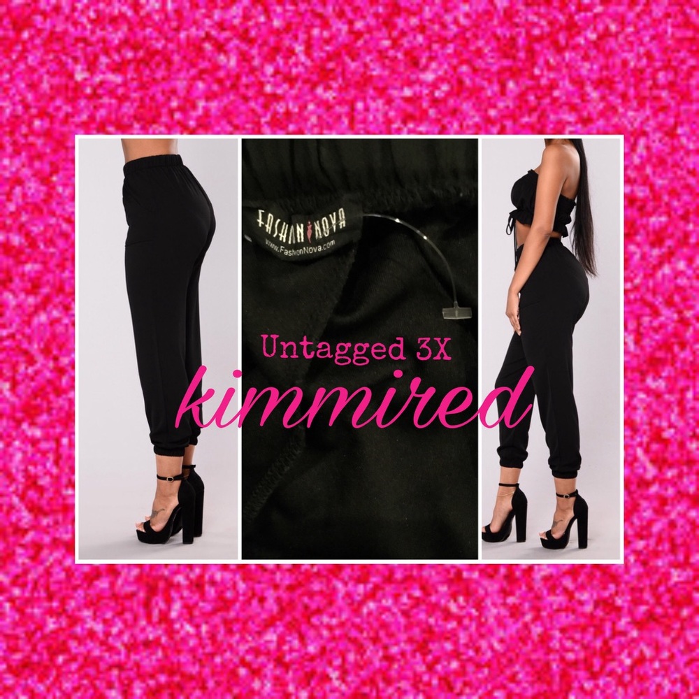 Fashion Nova Black Joggers ~Untagged 3X ~WORN ONCE - Picture 3 of 3